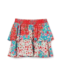 Юбка с вырезом и цветочным принтом, красный Desigual