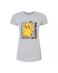 Облегающая футболка с изображением Pokémon Pikachu Stats для юниоров, серый Licensed character