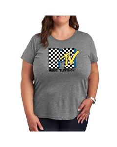 Детская футболка больших размеров с клетчатым логотипом MTV, серый Licensed character