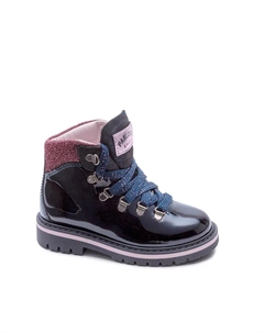 Кожаные сапоги для девочки со шнурками, темно-синий Pablosky