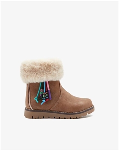 Сапоги для девочки на меху с сердечком, коричневый Conguitos