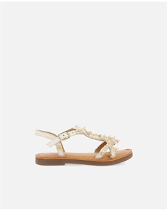 Кожаные сандалии для девочек с декором из бисера и переработанных материалов, белый Gioseppo