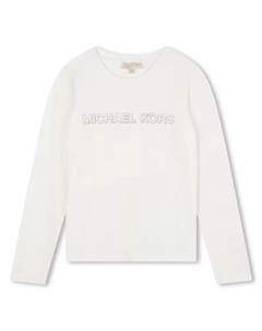 Футболка для девочки с длинными рукавами и логотипом спереди, белый Michael kors
