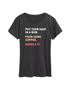Женская футболка Bun Coffee Handle It с графическим рисунком, серый Licensed character
