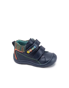 Кожаные сапоги для мальчика с двойной застежкой на крючок и петлю, темно-синий Pablosky