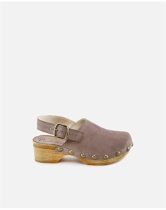 Замшевые кожаные сабо для девочки, цвет Topo Eli 1957