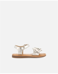 Кожаные сандалии для девочек с регулируемой застежкой из переработанных материалов, серебрянный Gioseppo