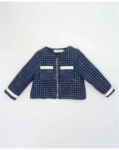 Твидовый жакет для девочки на молнии, темно-синий Fina ejerique