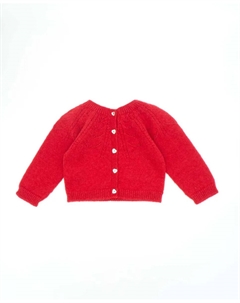 Ажурная вязаная кофточка для девочки на пуговицах, красный Fina ejerique