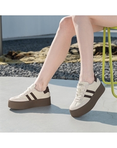 Кеды, скейтборд обувь женская низкая бежево-коричневый Aokang