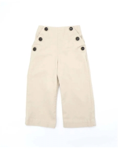 Хлопковые брюки для девочки с застежкой на пуговицы, бежевый Fina ejerique