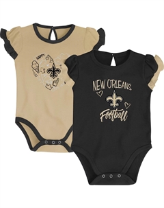 Комплект боди черного цвета/золота Вегаса для новорожденных и младенцев New Orleans Saints Too Much Love, состоящий из двух частей Outerstuff