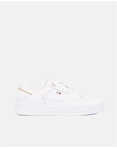 Кроссовки в стиле корзины с контрастным каблуком и металлическим значком от, белый Tommy hilfiger