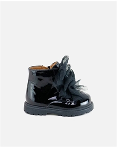 Сапоги для девочки из лакированной кожи с бантиками плюмети, черный Eli 1957