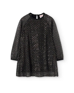 Тюлевое платье для девочки с золотыми пайетками, черный Boboli