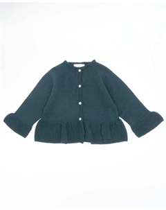 Куртка для девочки с рюшами и застежкой на пуговицы, зеленый Fina ejerique