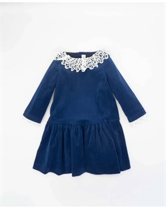 Платье для девочки синего цвета с кружевом на шее Fina ejerique