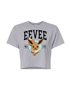 Укороченная университетская футболка с рисунком Pokémon Eevee для юниоров, серый Licensed character