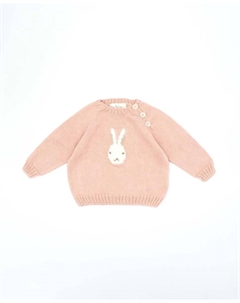 Свитер для девочки с жаккардовым узором в виде зайчика, розовый Fina ejerique