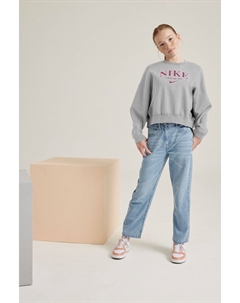 Трендовый флисовый свитшот оверсайз, серый Nike