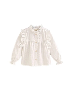 Белая рубашка для девочки с длинными рукавами и кружевом Dadati