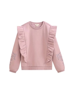 Розовый свитшот для девочки с вышивкой на рукавах Dadati