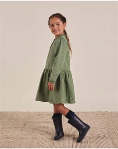 Платье для девочки из зеленого плюша с голубыми блестками Dadati