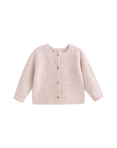 Вязаная кофта для девочки бежевого цвета с деревянными пуговицами, цвет Natural Dadati
