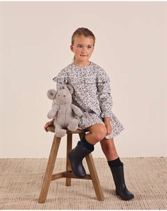 Платье для девочки с принтом в виде сине-горчичных листьев, мультиколор Dadati