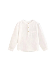 Белая рубашка с длинными рукавами и воротником-стойкой для мальчика bambula, белый Dadati