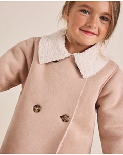 Куртка для девочки светлого макияжного цвета на подкладке из овчины, розовый Dadati