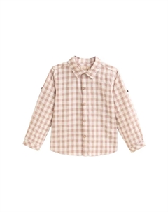 Рубашка в клетку для мальчика с классическим воротником, светло-коричневый Dadati