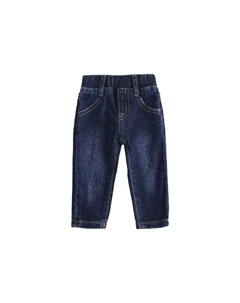 Детские длинные потертые джинсы на резинке, синий Dadati