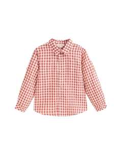 Рубашка в мелкую клетку для мальчика с классическим воротником, красный Dadati