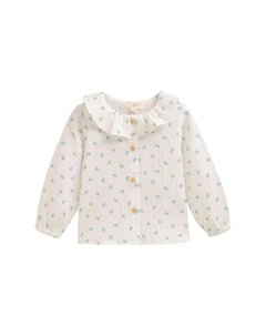 Белая блузка для девочки с цветочным принтом, белый Dadati