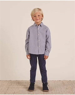 Рубашка для мальчика с длинными рукавами в сине-белую клетку Dadati