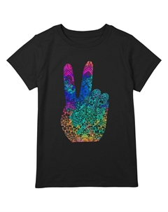 Футболка больших размеров с изображением радужного знака мира для девочек 7–16 лет, неоновая хна Unbranded