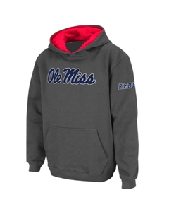 Темно-серый пуловер с капюшоном и большим логотипом Youth Stadium Athletic Ole Miss Rebels Unbranded