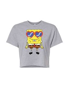 Детская футболка Nickelodeon SpongeBob SquarePants с сердечками и очками с графическим рисунком, серый Licensed character