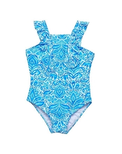 Синий купальник Santorini для девочек с рюшами и плечами – для малышей, маленьких детей Snapper rock