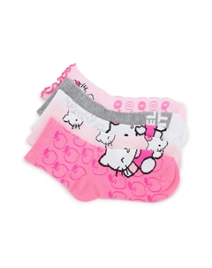Носки Hello Kitty Kids' Quarter Ankle Socks - 5 Pack, белый/розовый/серый High point design