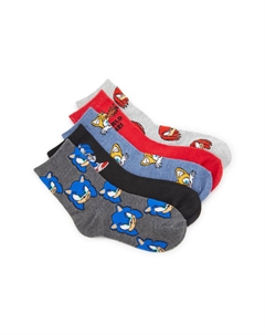 Носки Sonic Kids' Crew Socks - 5 Pack, синий/серый/красный High point design
