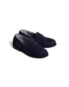 Мокасины Moka из замши без застежек, синий Bonpoint