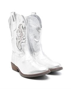 Ковбойские сапоги с эффектом металлик, серебряный Monnalisa