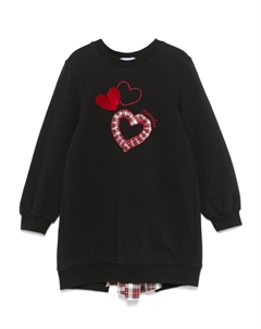 Платье с сердечками, черный Monnalisa