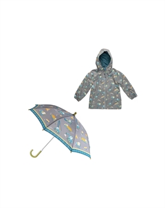 Дождевик Construction Kids' Raincoat & Umbrella Set, серый/мультиколор Stephen joseph