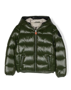 Kids пуховик на молнии с нашивкой-логотипом, зеленый Save the duck