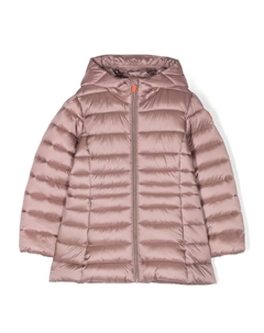 Kids пуховик с капюшоном и нашивкой-логотипом, розовый Save the duck