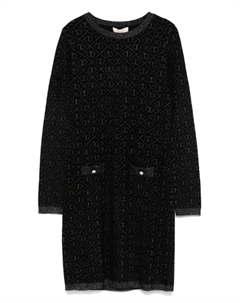 Детское платье с логотипом и жаккардом Kids, черный Twinset