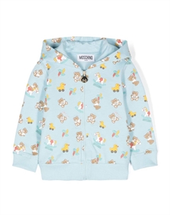 Худи на молнии с принтом Teddy Bear, синий Moschino kids
